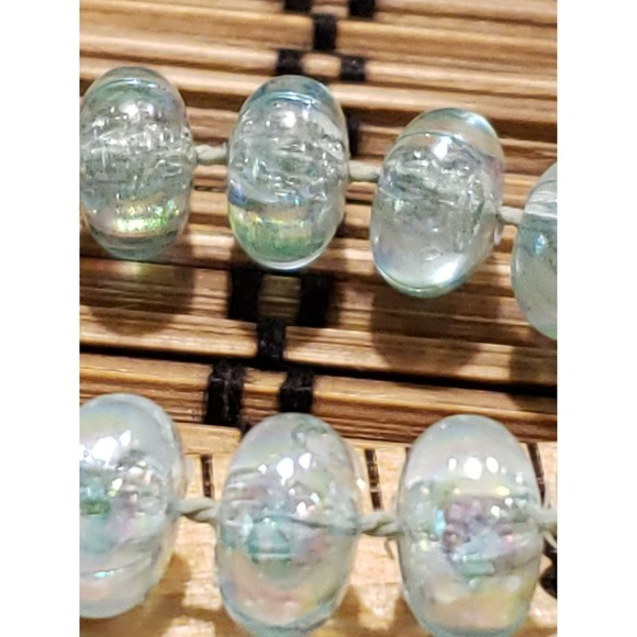 Vtg Unsigned 59" Long Strand Faux Iridescent Blue Bead Necklace 2 or 3 Strand - Picture 4 of 8